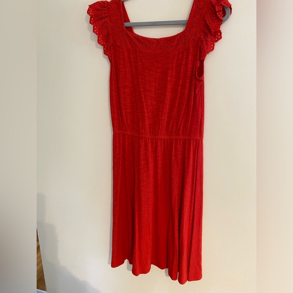 Red midi dress.  100% Cotton. - Picture 1 of 5
